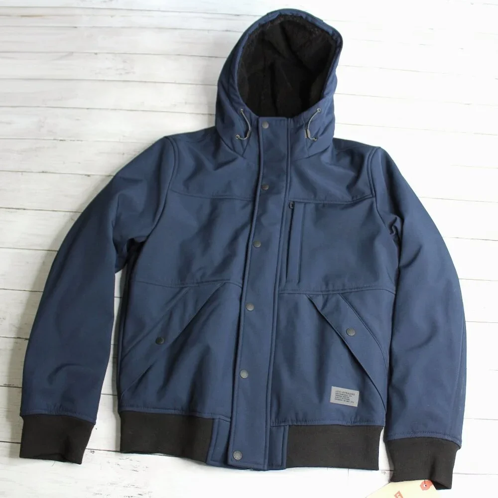 Levi Strauss Men's Winter Coat Size S Navy Blue Sherpa Lined Jacket